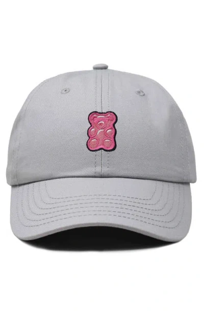 Dalix Pink Gummy Embroidered Casual Cap In Gray