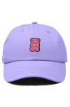 Dalix Pink Gummy Embroidered Casual Cap In Lavender
