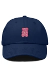Dalix Pink Gummy Embroidered Casual Cap In Navy Blue