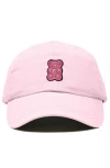 Dalix Pink Gummy Embroidered Casual Cap In Washed Pink