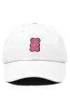 Dalix Pink Gummy Embroidered Casual Cap In White