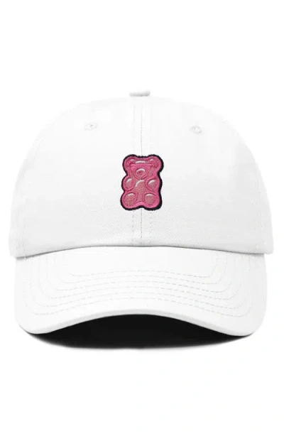Dalix Pink Gummy Embroidered Casual Cap In White