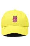 Dalix Pink Gummy Embroidered Casual Cap In Yellow