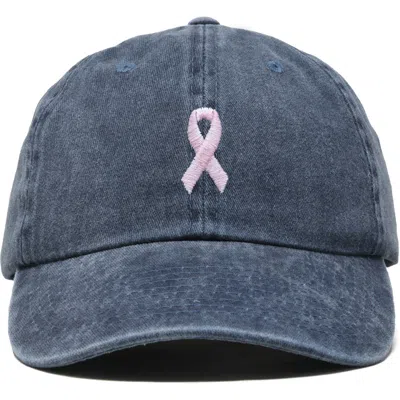 Dalix Pink Ribbon Dad Cap In Blue