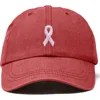 Dalix Pink Ribbon Dad Cap In Red