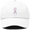 Dalix Pink Ribbon Dad Cap In White