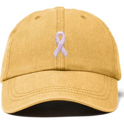 Dalix Pink Ribbon Dad Cap In Yellow