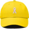 Dalix Pink Ribbon Dad Cap In Yellow