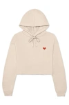 Dalix Pixel Heart Cropped Hoodie In Heather Dust