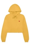 Dalix Pixel Heart Cropped Hoodie In Heather Mustard