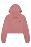 Dalix Pixel Heart Cropped Hoodie In Mauve