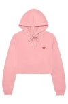 Dalix Pixel Heart Cropped Hoodie In Pink