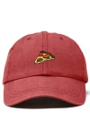 Dalix Pizza Slice Embroidered Dad Hat In Washed Red