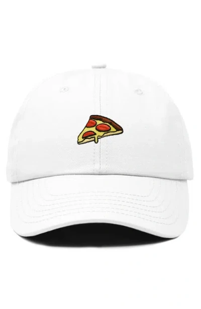 Dalix Pizza Slice Embroidered Dad Hat In White
