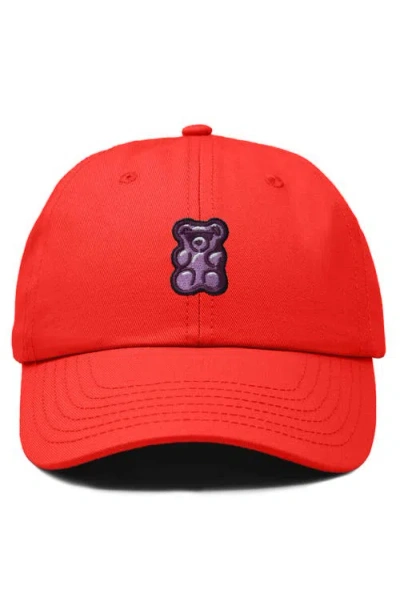 Dalix Purple Gummy Embroidered Cap In Red
