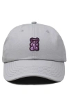 Dalix Purple Gummy Embroidered Cap In Gray