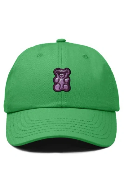 Dalix Purple Gummy Embroidered Cap In Kelly Green