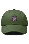 Dalix Purple Gummy Embroidered Cap In Olive