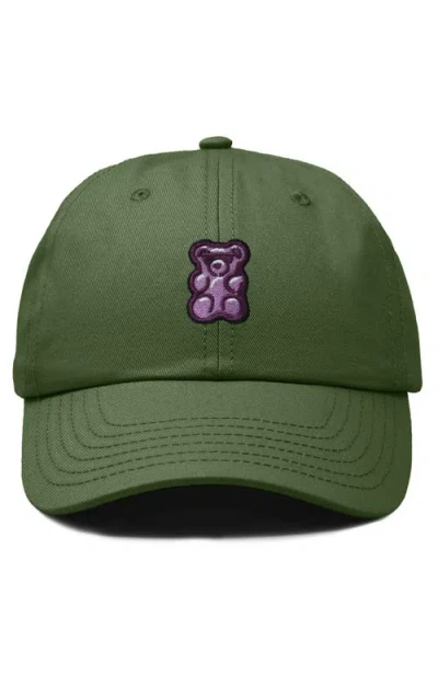 Dalix Purple Gummy Embroidered Cap In Olive