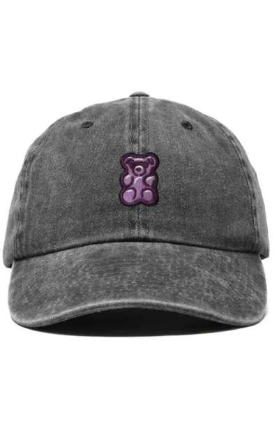 Dalix Purple Gummy Embroidered Cap In Washed Black