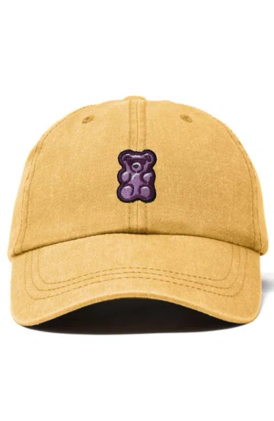Dalix Purple Gummy Embroidered Cap In Washed Gold