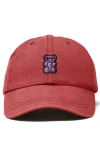 Dalix Purple Gummy Embroidered Cap In Washed Red