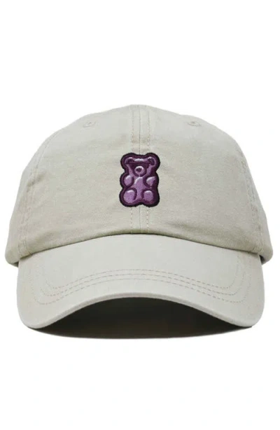 Dalix Purple Gummy Embroidered Cap In Washed Stone White