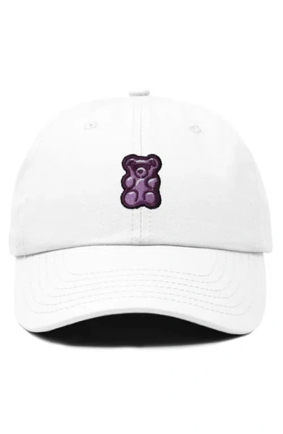Dalix Purple Gummy Embroidered Cap In White
