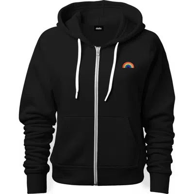 Dalix Rainbow Zip Hoodie In Black
