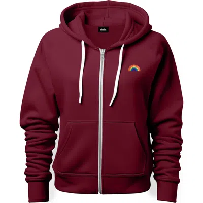 Dalix Rainbow Zip Hoodie In Maroon