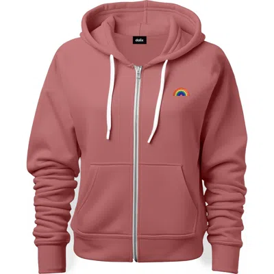 Dalix Rainbow Zip Hoodie In Mauve