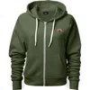 Dalix Rainbow Zip Hoodie In Military Green