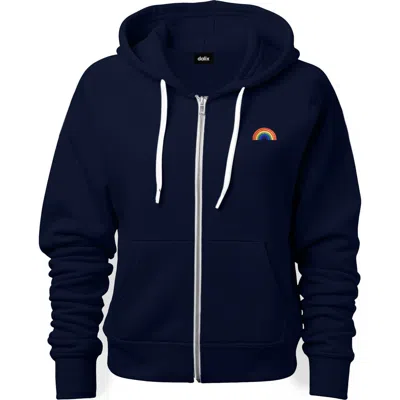 Dalix Rainbow Zip Hoodie In Navy Blue