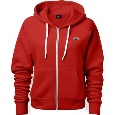 Dalix Rainbow Zip Hoodie In Red