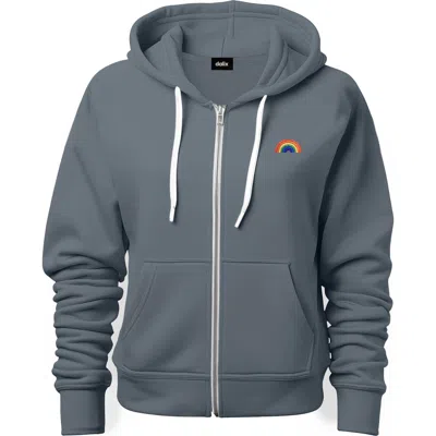 Dalix Rainbow Zip Hoodie In Steel Blue