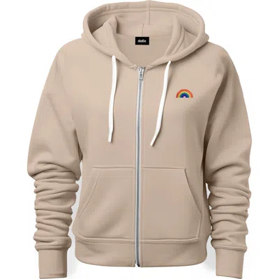 Dalix Rainbow Zip Hoodie In Tan
