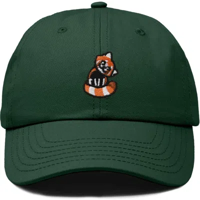 Dalix Red Panda Embroidered Dad Hat In Dark Green
