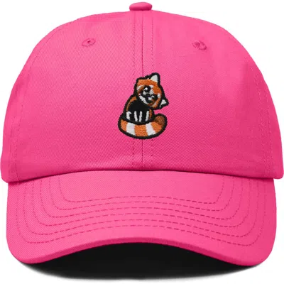 Dalix Red Panda Embroidered Dad Hat In Hot Pink