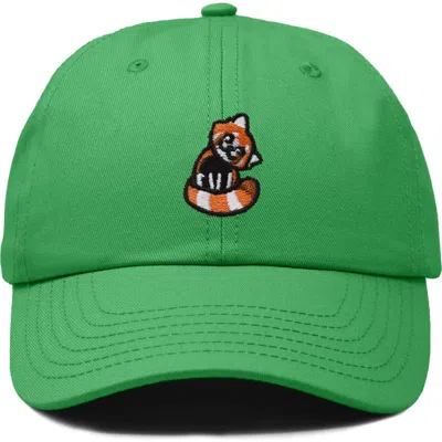 Dalix Red Panda Embroidered Dad Hat In Kelly Green