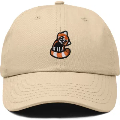 Dalix Red Panda Embroidered Dad Hat In Khaki