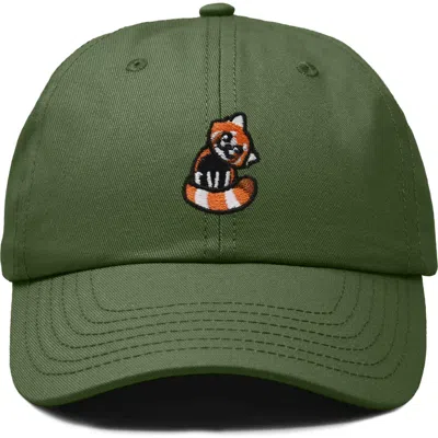 Dalix Red Panda Embroidered Dad Hat In Olive