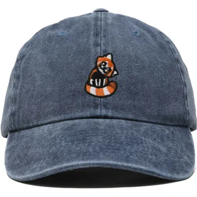 Dalix Red Panda Embroidered Dad Hat In Washed Navy Blue