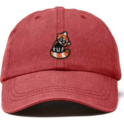Dalix Red Panda Embroidered Dad Hat In Washed Red