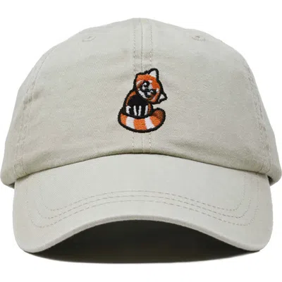 Dalix Red Panda Embroidered Dad Hat In Washed Stone White