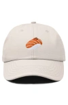 Dalix Salmon Sushi Embroidered Dad Cap In Beige