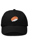 Dalix Salmon Sushi Embroidered Dad Cap In Black