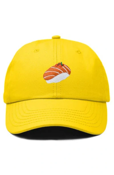 Dalix Salmon Sushi Embroidered Dad Cap In Gold