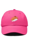 Dalix Salmon Sushi Embroidered Dad Cap In Hot Pink