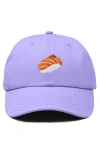 Dalix Salmon Sushi Embroidered Dad Cap In Lavender