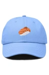 Dalix Salmon Sushi Embroidered Dad Cap In Light Blue
